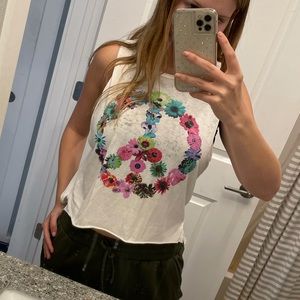 WildFox flower peace sign tank top